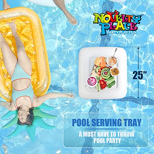 Novelty Place Inflatable Ice Serving Buffet Bar - Salad Food & Drinks Cooler Serving Tray for Summer Party Picnic & Camping (Pack of 1, 25 Inches)