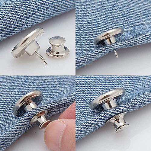 6PCS Perfect Fit Instant Button, Instant Buttons, Jean Replacement Buttons Removable Button No Sew Buttons to Extend or Reduce an Inch to Any Pants Waist in Seconds!