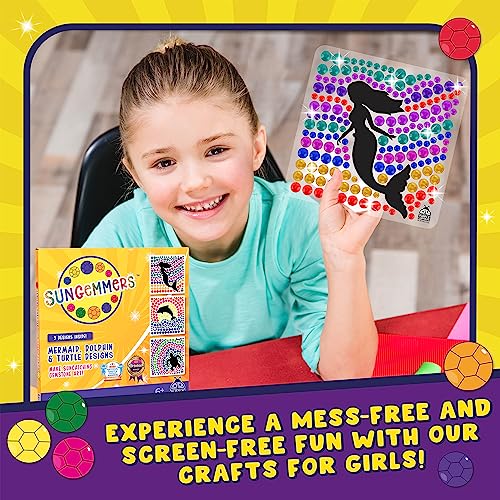 SUNGEMMERS Big Gem Mermaid & Dolphin Diamond Window Art Suncatcher Kit for Kids 6-8 9 10, Birthday Gifts for 7 Year Old Girl, Mermaid Gifts - Crafts for Girls Ages 8-12