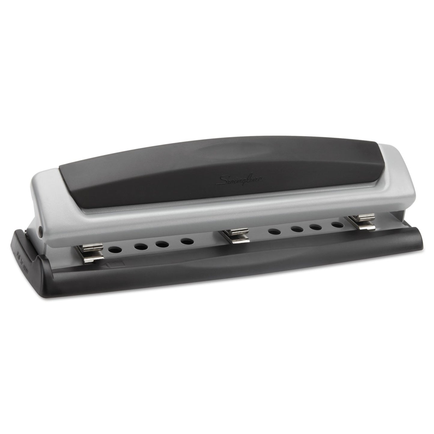 Swingline 3 Hole Punch, 2- 3 Hole Adjustable Desktop Puncher, 10 Sheet Punch Capacity, Precision Pro, Black/Silver (74037)