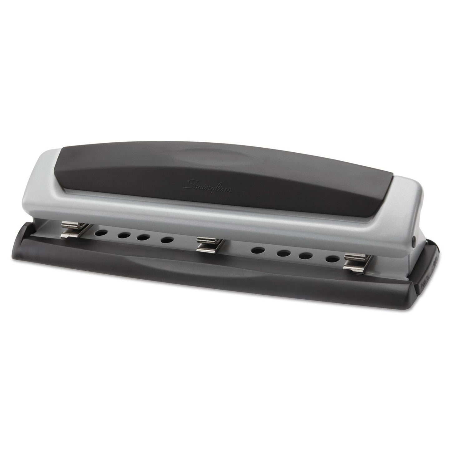 Swingline 3 Hole Punch, 2- 3 Hole Adjustable Desktop Puncher, 10 Sheet Punch Capacity, Precision Pro, Black/Silver (74037)