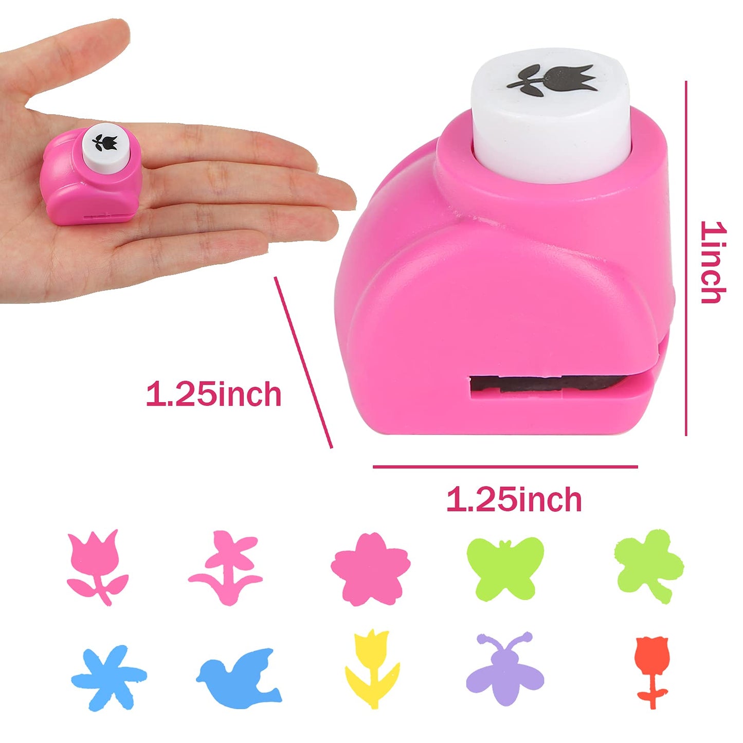 LoveInUSA Craft Hole Punch Shapes Set, 10PCS Shape Hole Punchers for Kids Great for School Crafting, Fun Projects and School Supplies with Bird, Bee, 4-Leaf Clove, Rose, Butterfly, etc