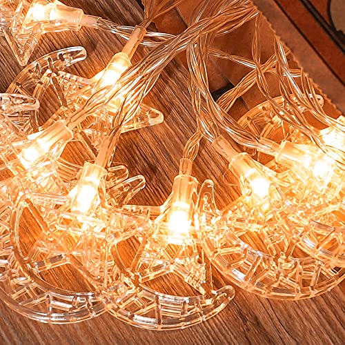 AceList 40 LED Moon and Star String Lights - 20ft USB and Battery Powered Fairy Lights for Indoor and Outdoor Decorations, Christmas, Bedroom, Party, Halloween, Camping and Classroom