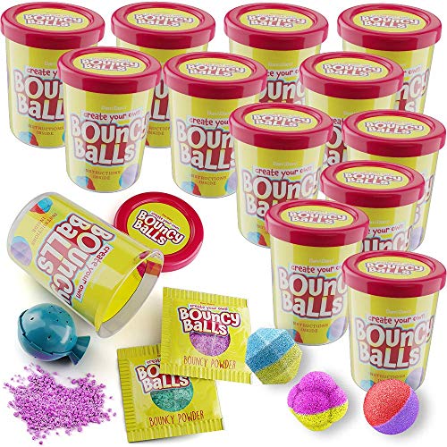 Make Your Own Bouncy Ball Kit for Kids - 12 Individual Kits - Science Party Favors - Cool Birthday Parties Activities for Kids - Create 12 Balls - Fun DIY Arts and Crafts Bulk - Craft Projects Gifts