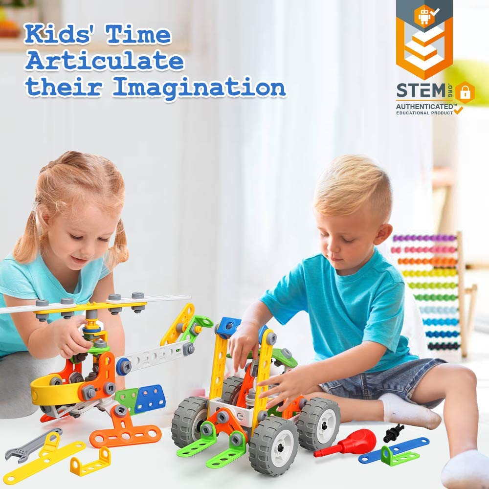 MOONTOY 175 Piece Stem Toys for 5 6 7 8 Year Old Boys Birthday Gift Erector Construction Set Building Toy for Kids Age 4-8 4-6 5-7 6-8 Creative Game