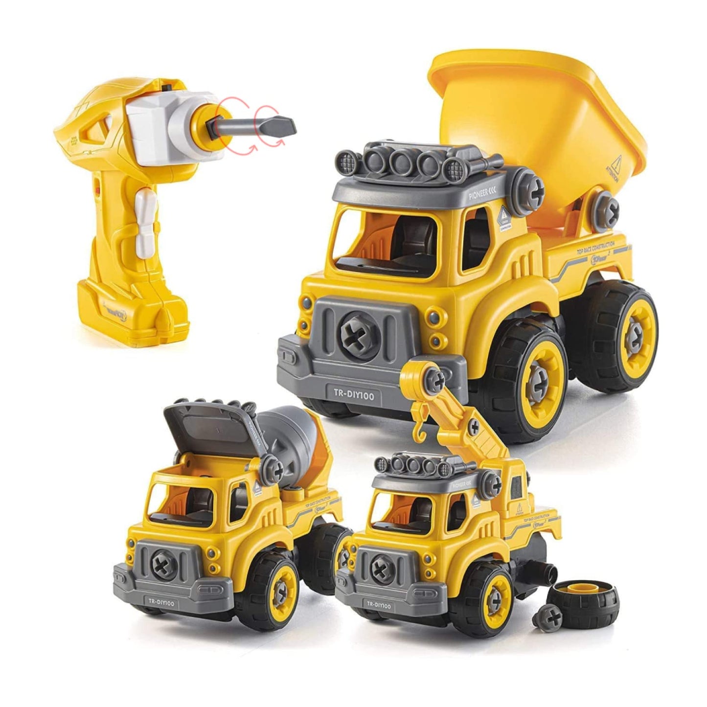 Top Race Take Apart Toys with Battery Powered Drill - 3-in-1 Take Apart Truck with Remote Control - Easy Assembly Construction Truck with Drill for Kids Builds Imagination and Building Skills