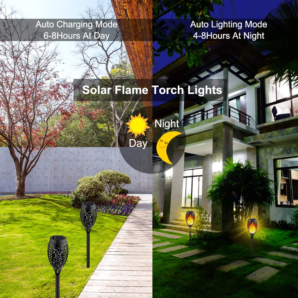 Kurifier Solar Outdoor Lights, 8Pack Solar Torch Light with Flickering Flame, Waterproof Solar Garden Lights, Outdoor Decorations for Patio Yard