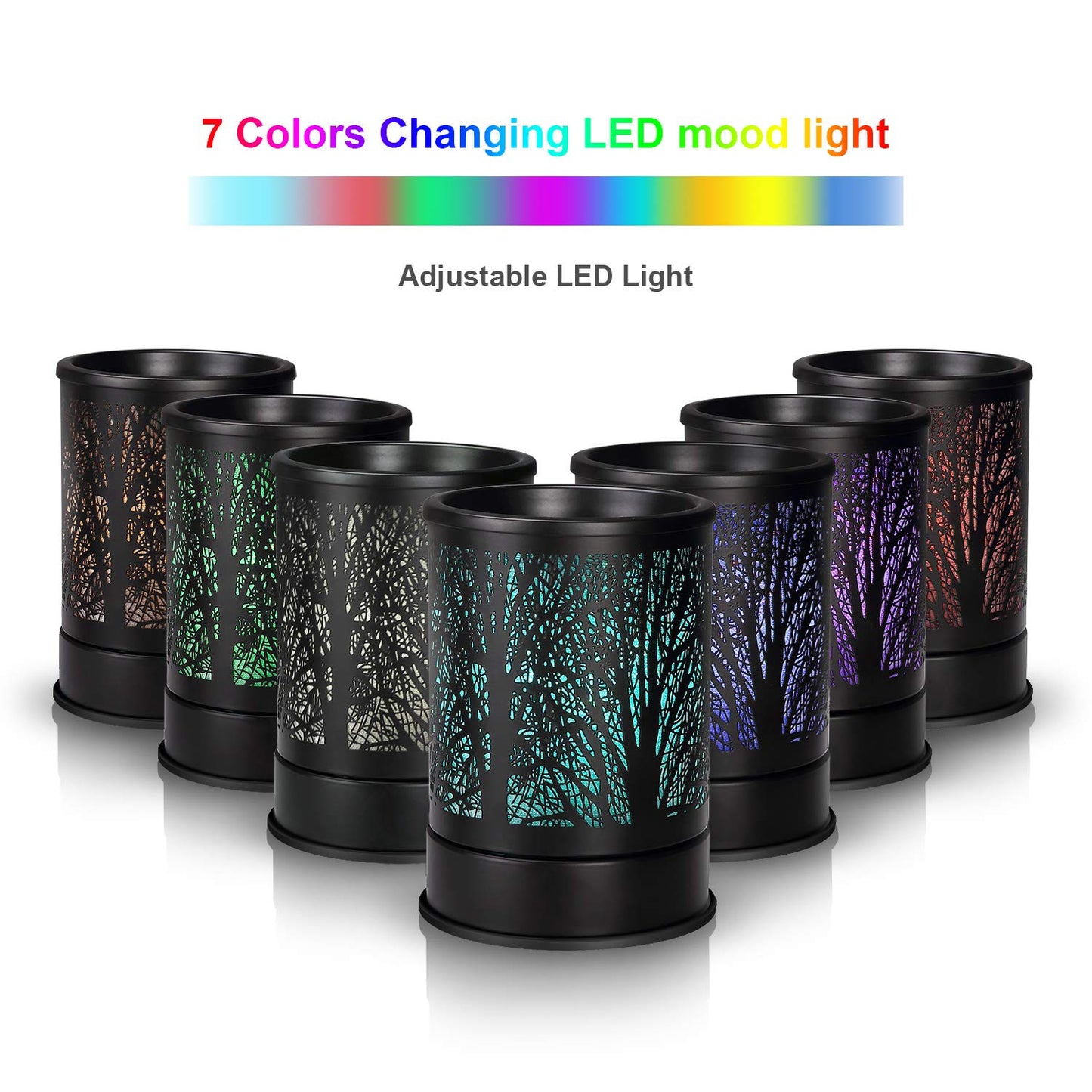 Enaroma Fragrance Wax Melts Warmer with 7 Colors LED Changing Light Classic Black Forest Design Scent Oil Candle Warmer