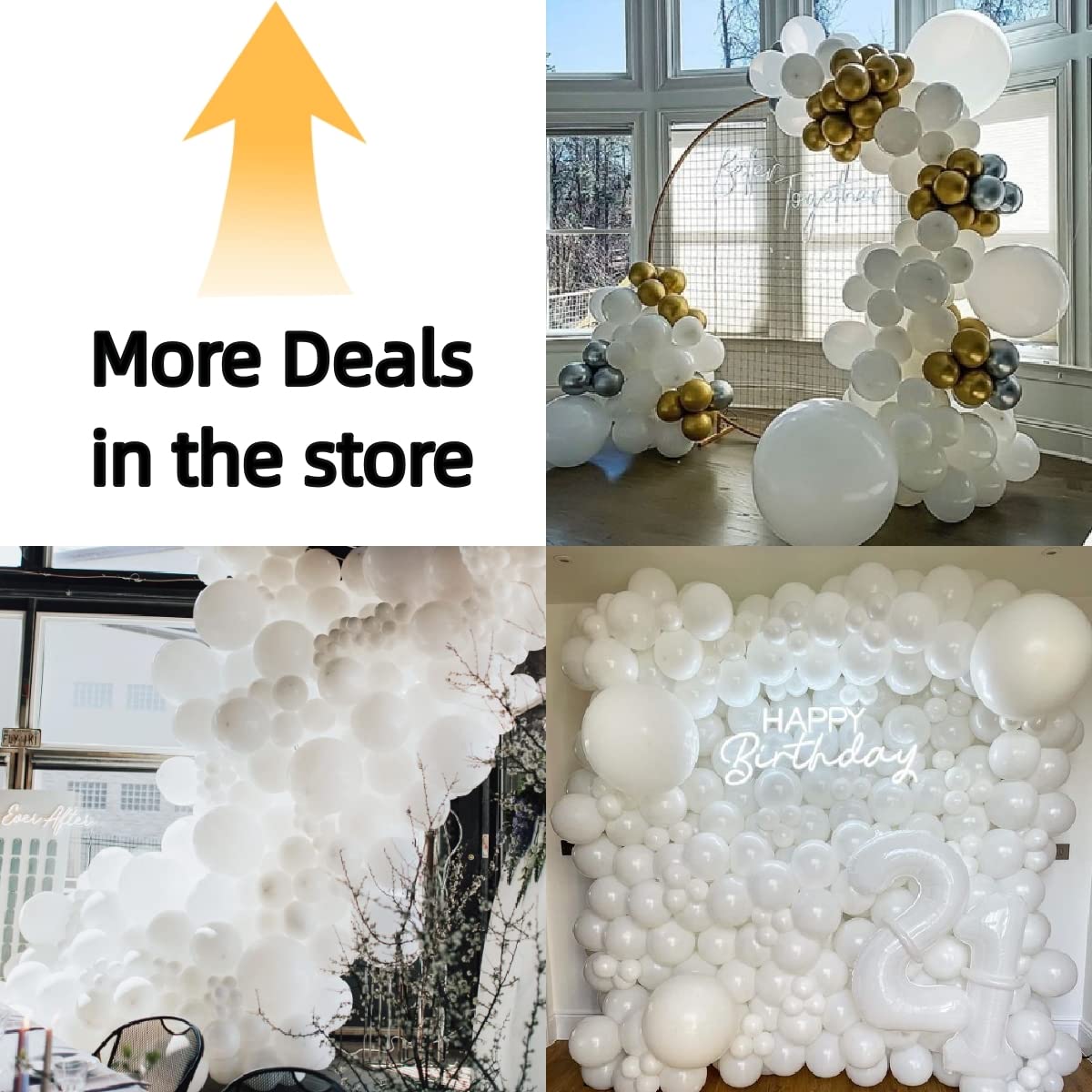 Bezente White Balloons Latex Party Balloons, 100 Pack 12 inch Round Helium Balloons for White Themed Wedding Graduation Birthday Party Backdrop Decorations