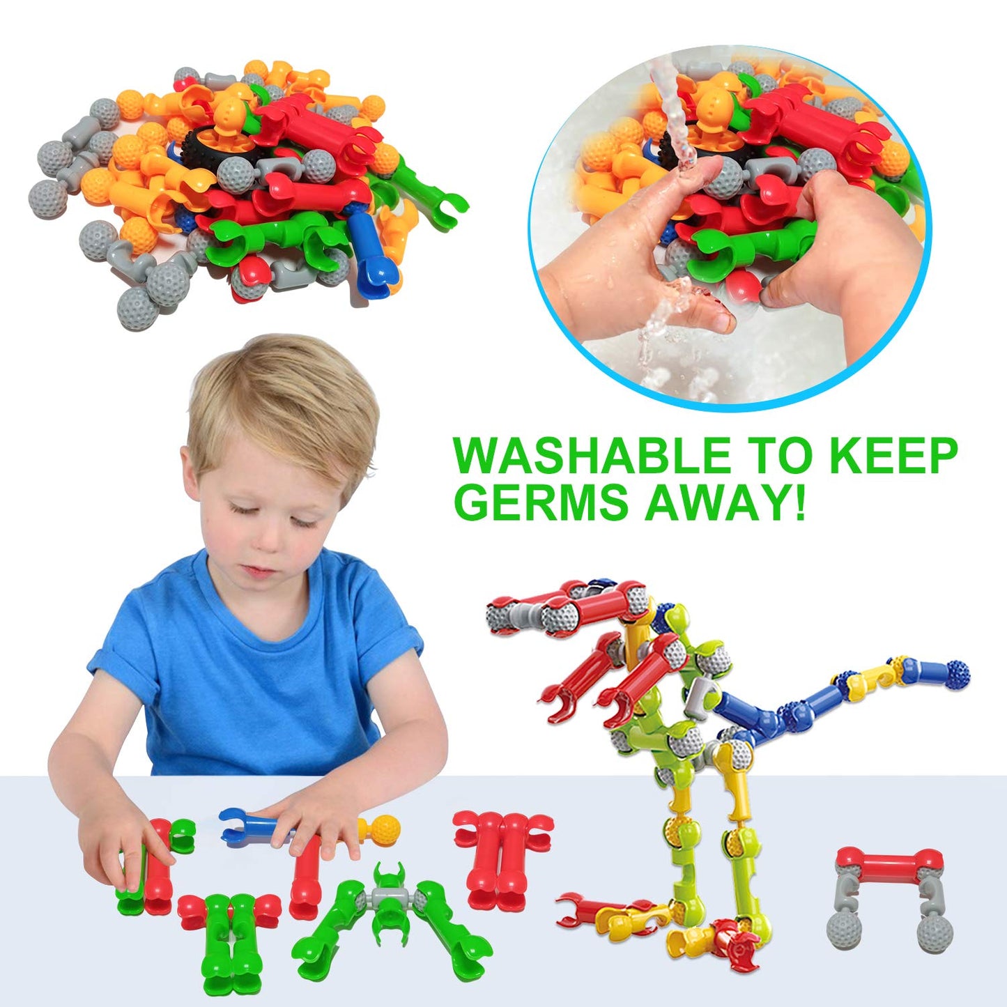 Huaker Kids Building STEM Toys,125 Pcs Educational Construction Engineering Building Blocks Kit for Ages 3 4 5 6 7 8 9 10 Year Old Boys and Girls,Best Gift for Kids Creative Games & Fun Activity