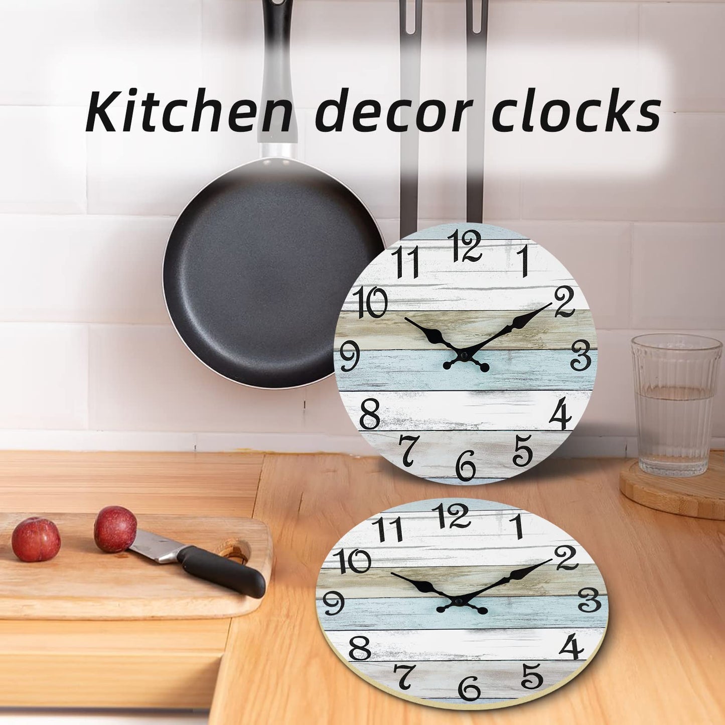 CHYLIN Wall Clock Silent Non Ticking Battery Operated, Rustic Coastal Country Clock Decorative for Bathroom Kitchen Bedroom Living Room(10 Inch)