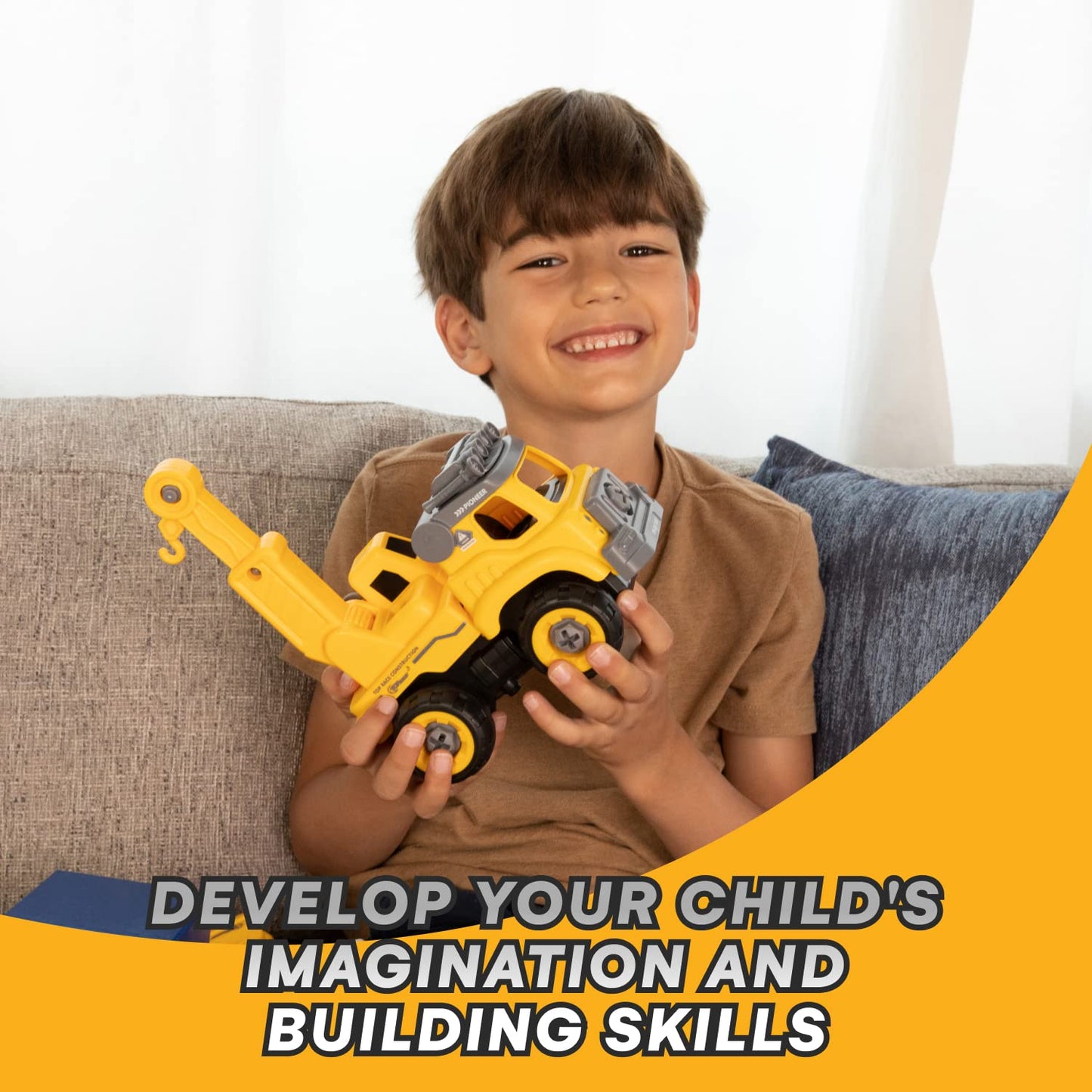 Top Race Take Apart Toys with Battery Powered Drill - 3-in-1 Take Apart Truck with Remote Control - Easy Assembly Construction Truck with Drill for Kids Builds Imagination and Building Skills