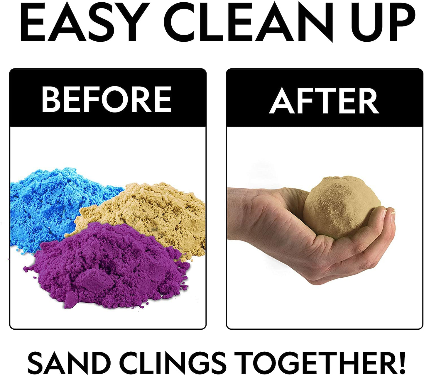 NATIONAL GEOGRAPHIC 6 Lb. Play Sand Combo Pack - 2 Lbs. Each of Blue, Purple and Natural Sand with Castle Molds - A Fun No Mess Sensory Activity, Kids Fake Sand Play Set (Amazon Exclusive)