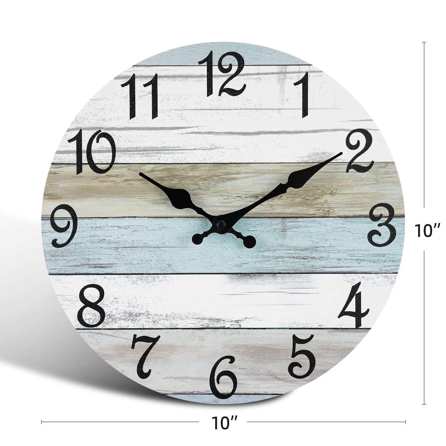 CHYLIN Wall Clock Silent Non Ticking Battery Operated, Rustic Coastal Country Clock Decorative for Bathroom Kitchen Bedroom Living Room(10 Inch)