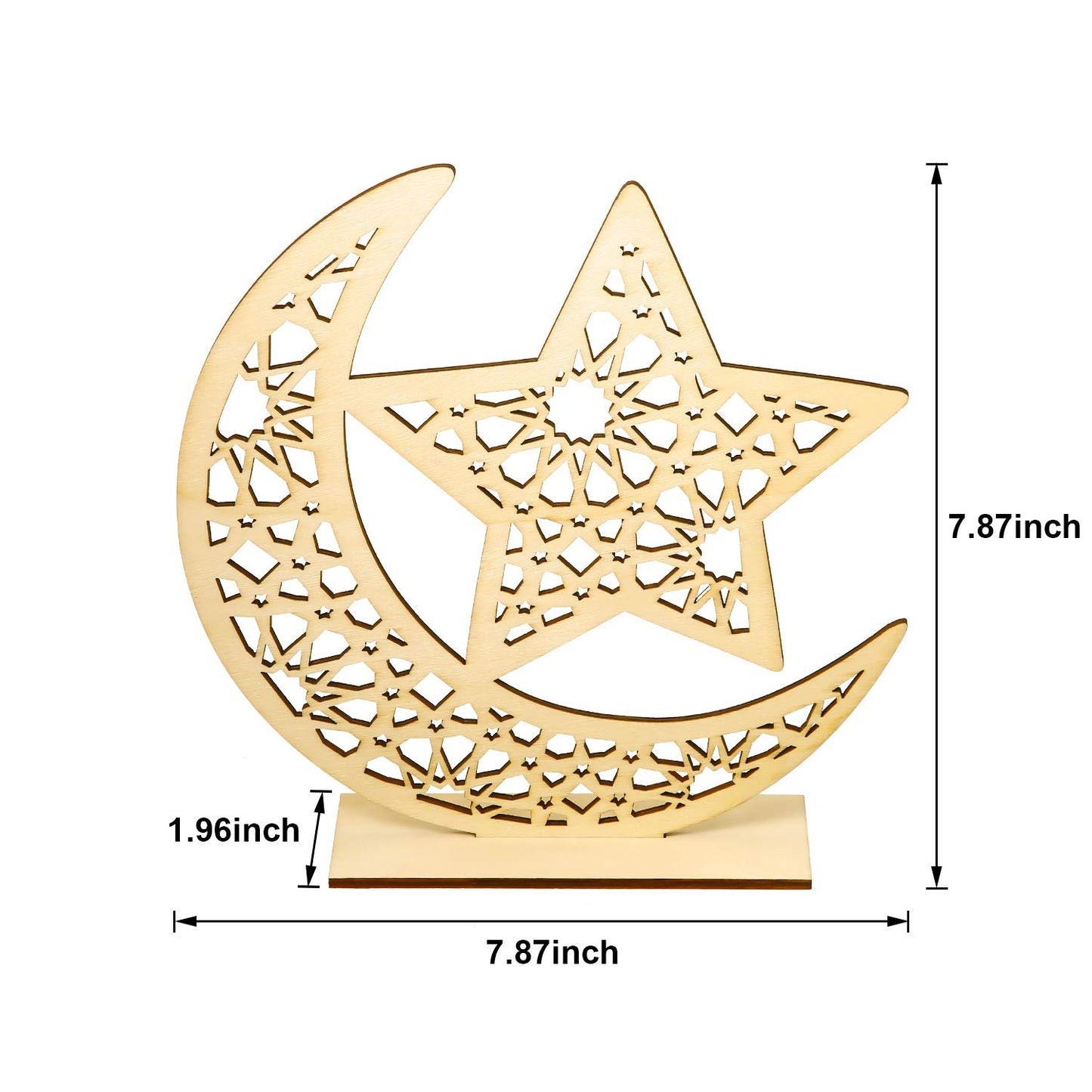 2 Sets Eid Mubarak Wooden Ornament Ramadan Hanging Plaque Moon Star Pendant for Decorations (Classic Style)
