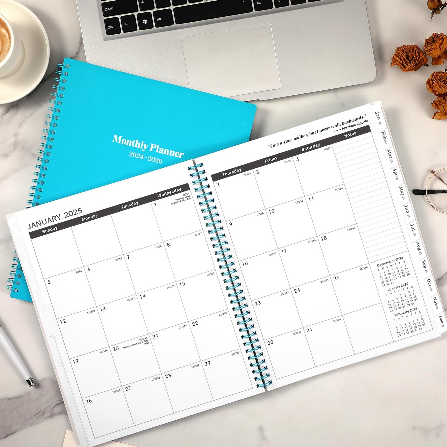 2024-2026 Monthly Planner/Calendar - 3 Year Monthly Planner 2024-2026, 36 Months Planner from Jan 2024 to Dec 2026, 9'' x 11'', 36 Months Tabs, Double-Side Pocket, Holidays, Notes Pages