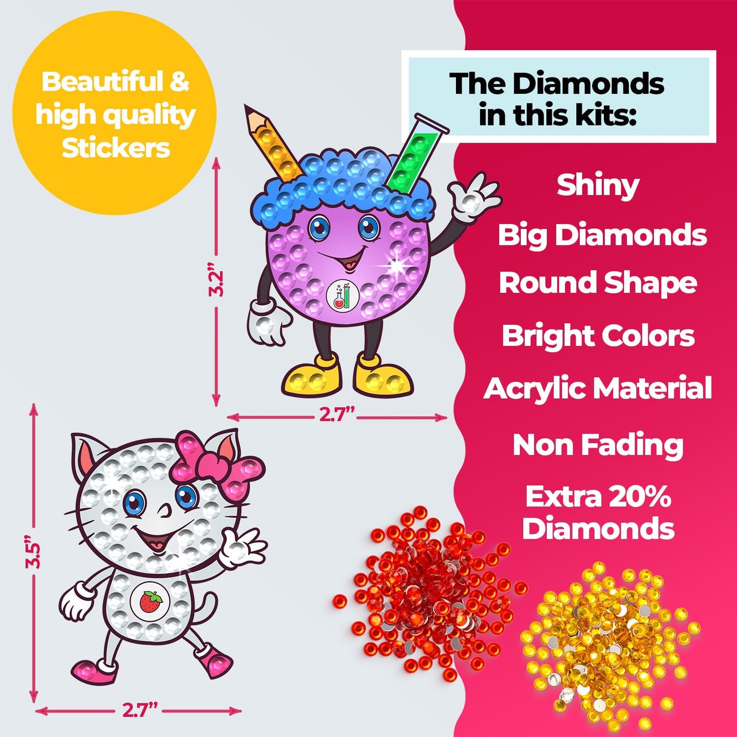 Halmolife Gem Art, Kids Diamond Painting Kits Big 5D Gem Art - Paint by Numbers Diamonds - Arts and Crafts - Girls and Boys Ages 4, 5, 6, 7, 8, 9, 6-12, 6-8 Girls Crafts Gift Ideas