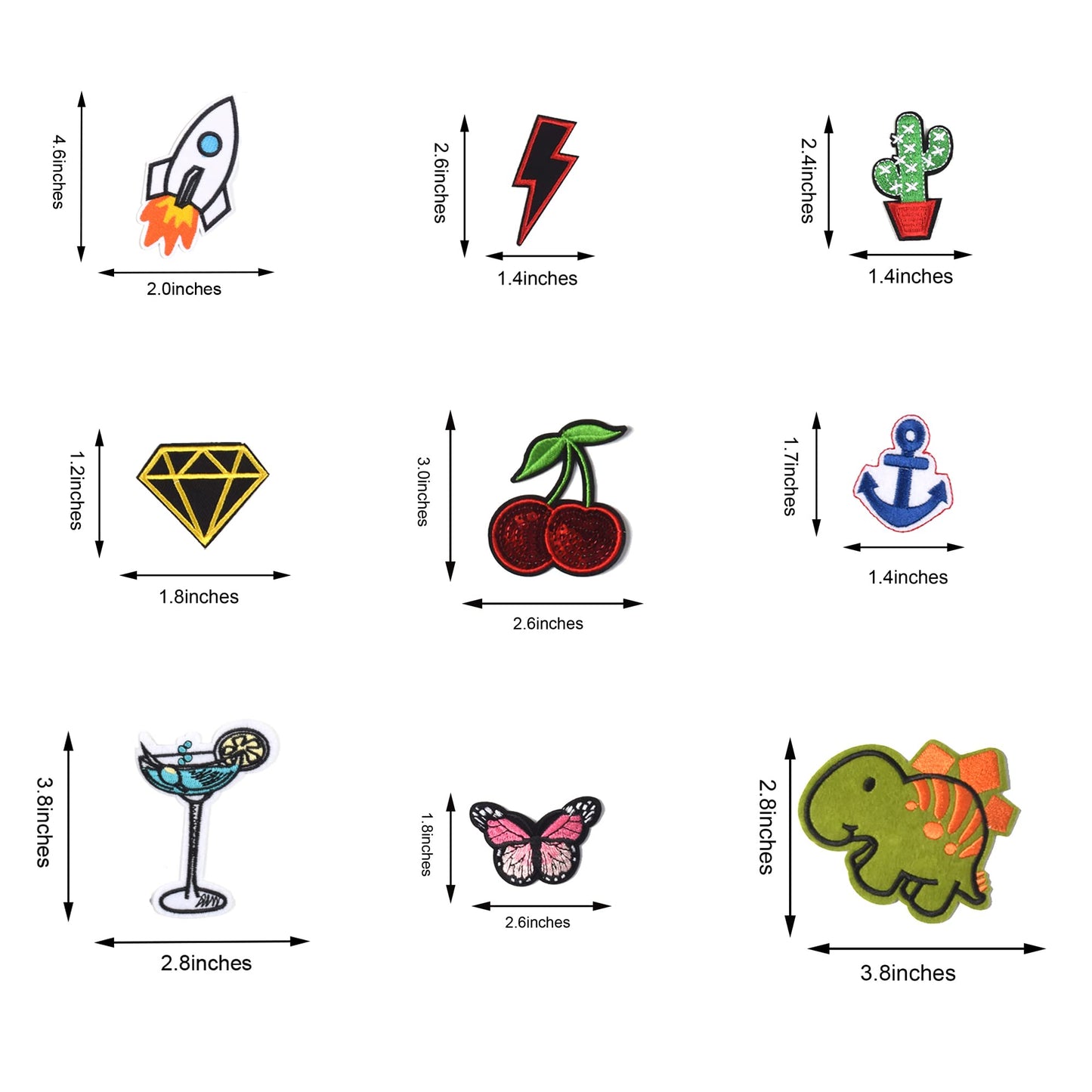 60Pcs Random Assorted Iron on Patches, Cute Sew on/Iron on Embroidered Applique Patches for Jackets, Hats, Backpacks, Jeans, DIY Accessories