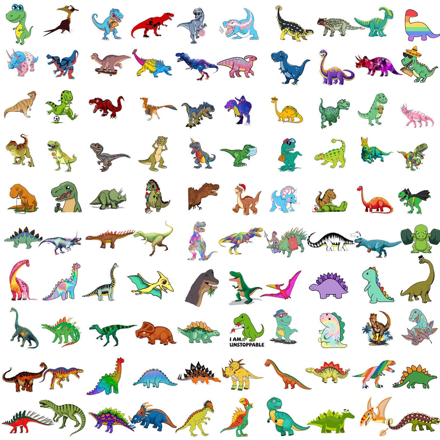100PCS Dinosaur Stickers, Cute Waterproof Cartoon Stickers for Kids, for Stationery, Luggage, Teaching Rewards