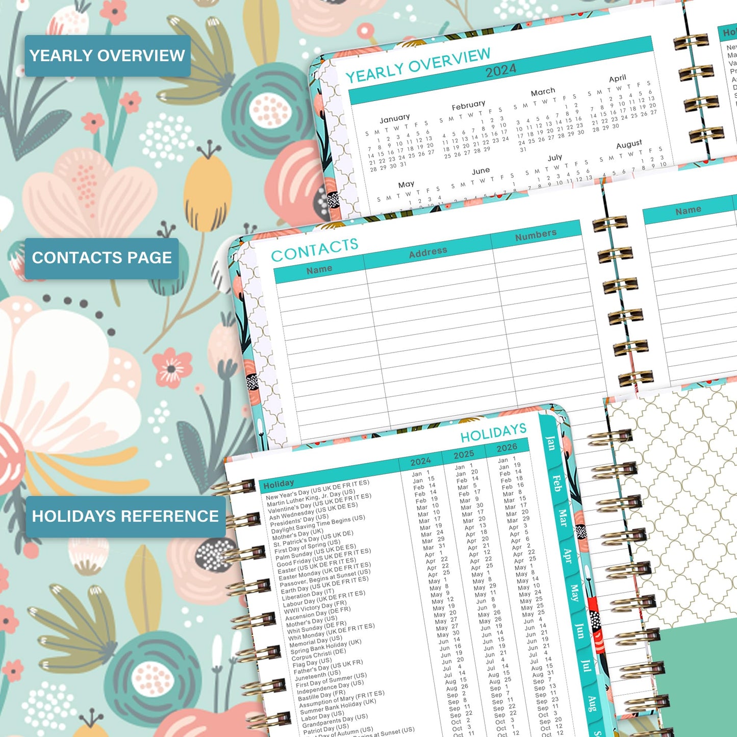 2024 Planner - 2024 Planner Weekly and Monthly, Jan. 2024 - Dec. 2024, 6.4‘’ x 8.3'' Calendar Planner with Inner Pocket