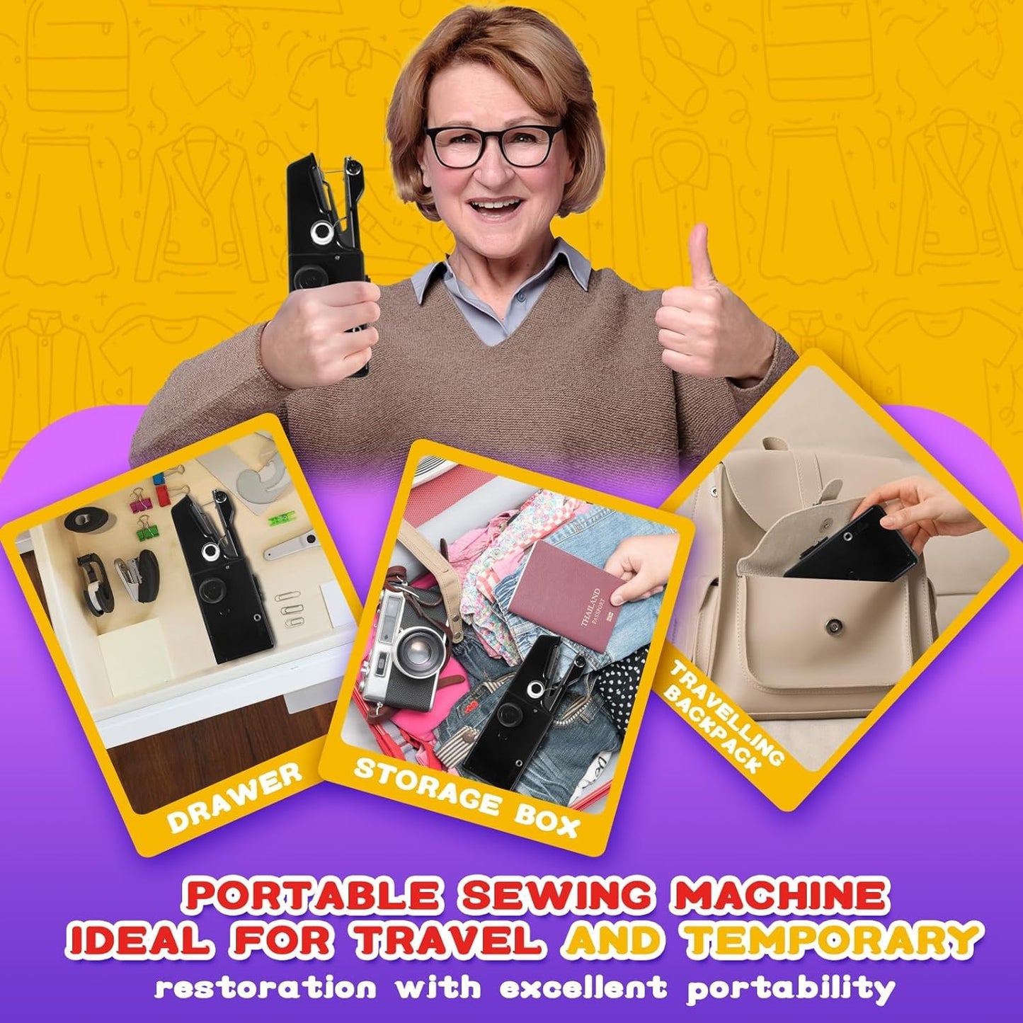 Handheld Sewing Machine, Quick Sewing & Portable Sewing Machines for Emergency Sewing, Easy to Use Sewing Machine for Beginners, Hand Held Sewing Device Suitable for Home, Travel and DIY