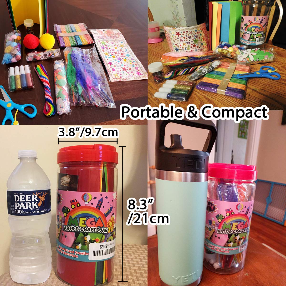 FUNZBO Arts and Crafts Supplies - Christmas Gifts for Kids, Girls, Crafts for Girls 4, 5, 6, 7, 8, 9 Years Old with Glitter Glue Stick, Pipe Cleaners Craft & Craft Tools, School Learning Activities
