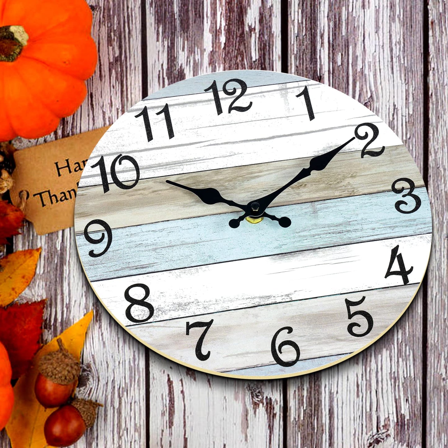 CHYLIN Wall Clock Silent Non Ticking Battery Operated, Rustic Coastal Country Clock Decorative for Bathroom Kitchen Bedroom Living Room(10 Inch)