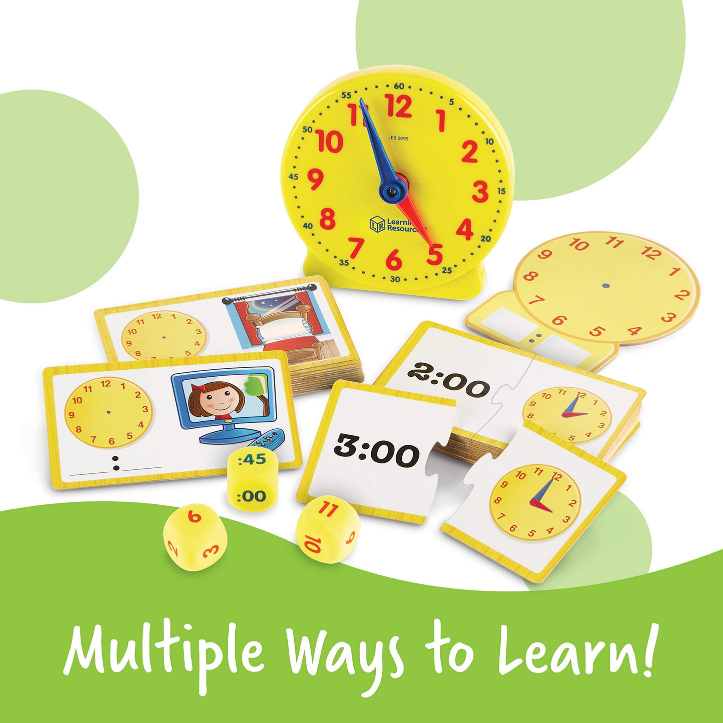 Learning Resources Time Activity Set - 41 Pieces, Ages 5+,Clock for Teaching Time, Telling Time, Homeschool Supplies, Montessori Clock