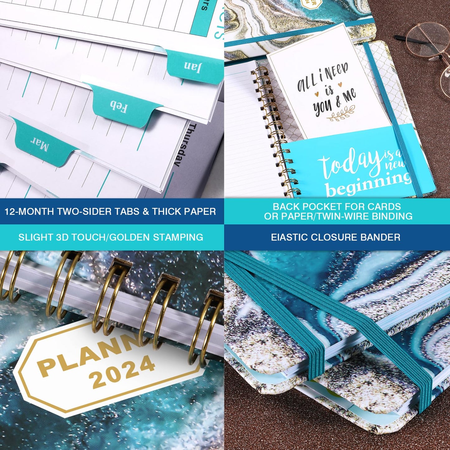 2024 Planner - 2024 Planner Weekly and Monthly, 2024 Calendar Planner from Jan 2024 to Dec 2024, Planner 2024 with, Inner Pocket, Tabs
