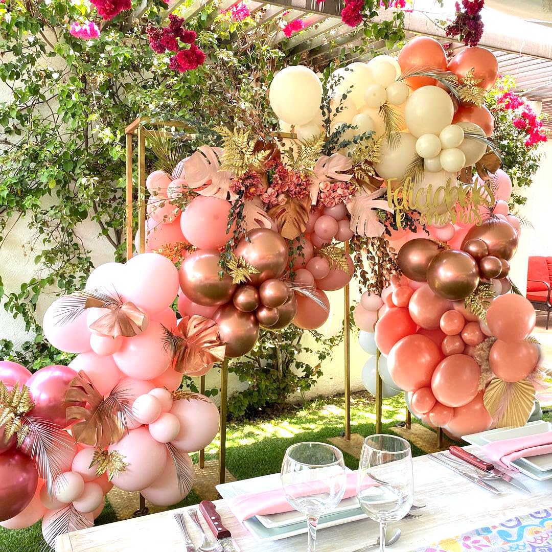 Retro Blush Pink Party Balloons, 60Pcs 12Inch Dusty Pink Metallic Chrome Rose Gold Balloons Beige Blush Latex Balloons for Birthday Wedding Baby Shower Party Decoration