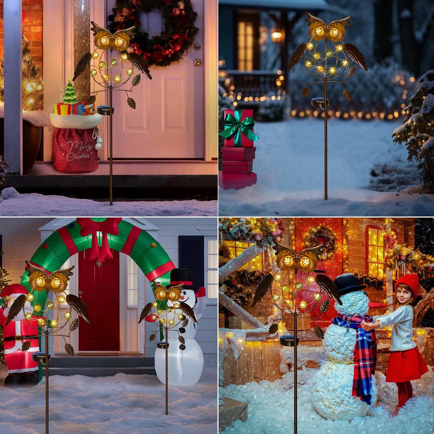 TAKE ME Owl Garden Solar Lights Outdoor, Solar Powered Stake Lights Great Gifts - Metal OWL LED Decorative Garden Lights for Walkway,Pathway,Yard,Lawn (Bronze)