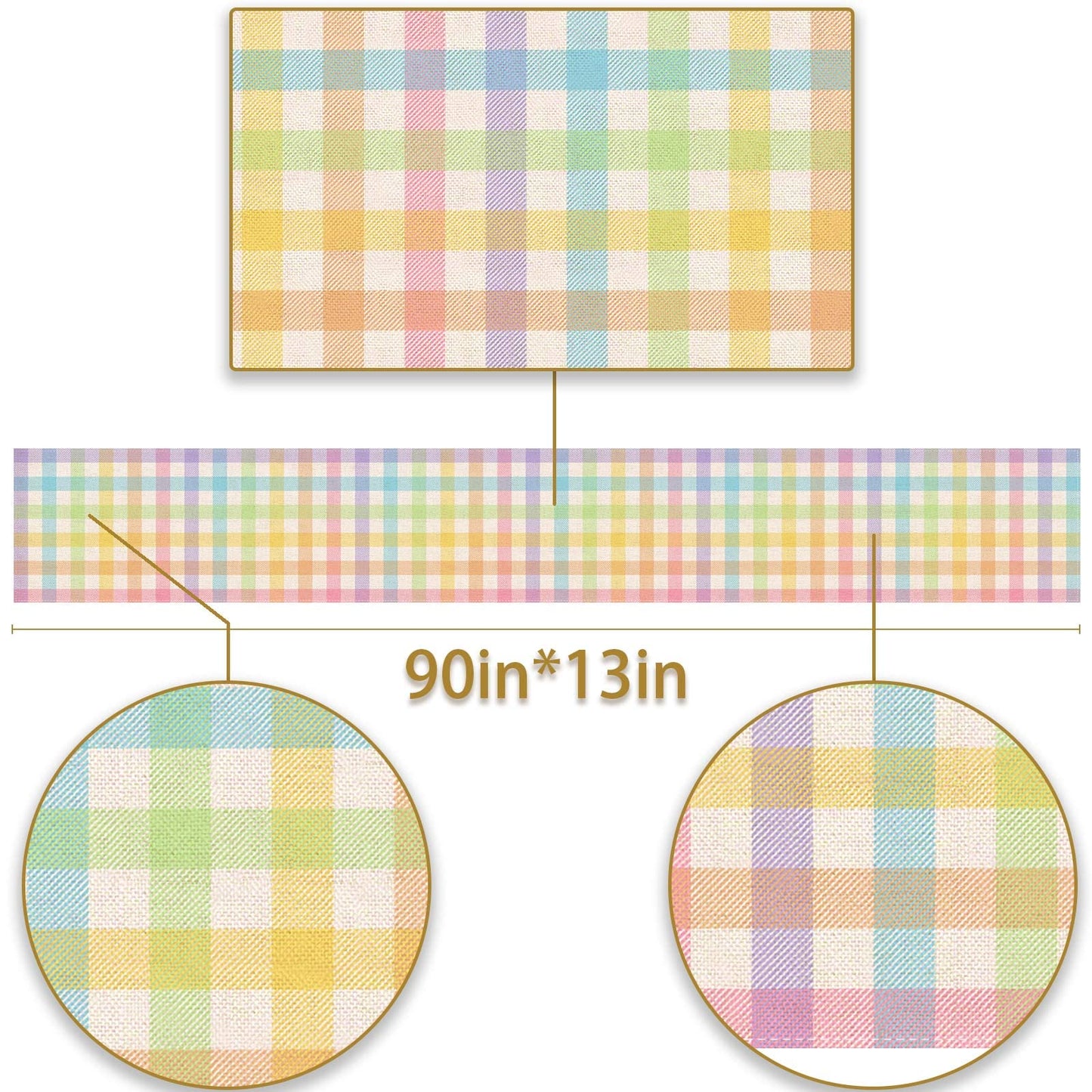 Pudodo Easter Buffalo Plaid Check Table Runner Spring Holiday Farmhouse Fireplace Kitchen Dining Room Home Party Decoration (13" x 90")