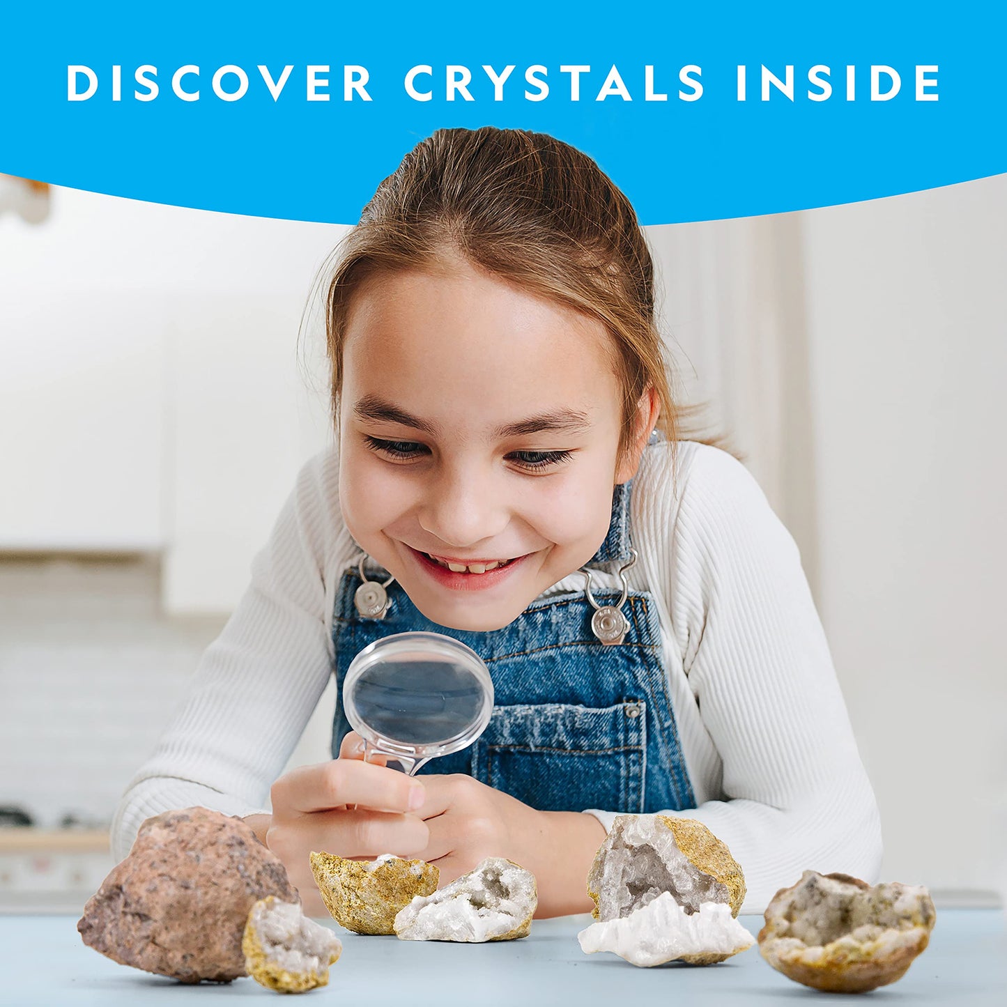 NATIONAL GEOGRAPHIC Break Open 10 Premium Geodes - Includes Goggles and Display Stands - Great STEM Science Kit, Geology Gift for Kids, Geodes Rocks Break Your Own, Toys for Boys and Girls