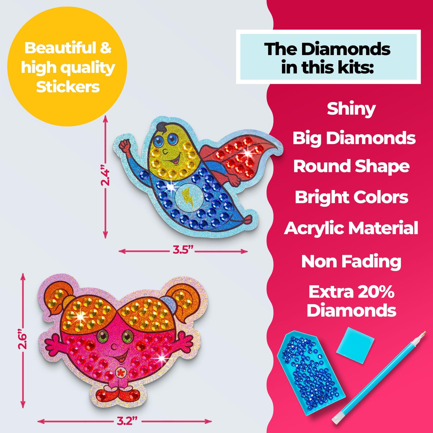 Halmolife Gem Art, Kids Diamond Painting Kits Big 5D Gem Art - Paint by Numbers Diamonds - Arts and Crafts - Girls and Boys Ages 4, 5, 6, 7, 8, 9, 6-12, 6-8 Girls Crafts Gift Ideas