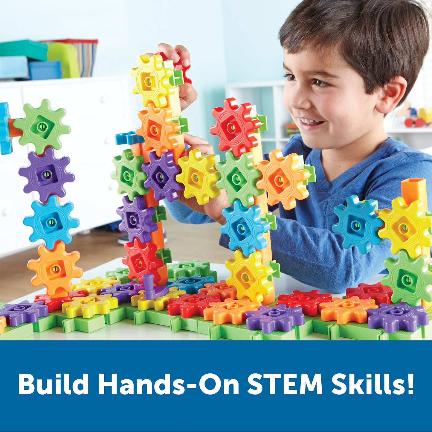 Learning Resources Gears! Gears! Gears! 100-Piece Deluxe Building Set, STEM Construction Toy Set, 100 Pieces, Ages 3+