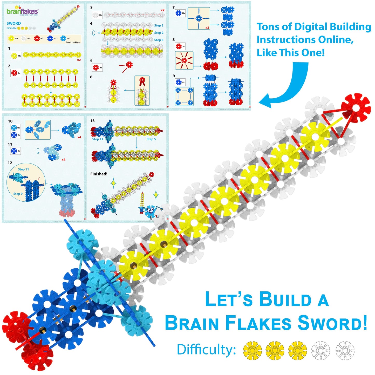 VIAHART Brain Flakes 500 Piece Set, Ages 3+, Interlocking Plastic Disc Toy for Creative Building, Educational STEM Learning, Construction Block Play for Kids, Teens, Adults, Boys, and Girls