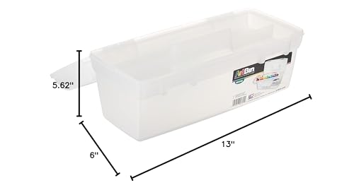 ArtBin 6937AG Essentials Lift-Out Tray Box, Portable Art & Craft Organizer with Handle and Tray, Clear/Aqua