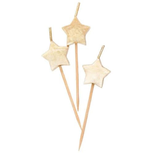 Unique Gold Star Pick Birthday Candles (Pack of 6) - Dazzling & Elegant Cake Topper, Perfect for Parties, Baking & Decorating
