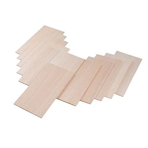 12 Pack Balsa Wood Sheets 1/16 x 4 x 8 Inch Natural Wood Color Unfinished Wood for Crafts Make Models of House Airplane Ship Boat DIY Wooden Plate Model (200x100x1.5mm)