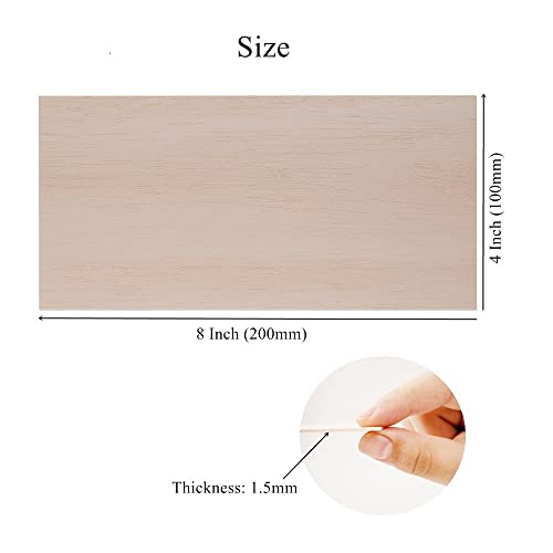 12 Pack Balsa Wood Sheets 1/16 x 4 x 8 Inch Natural Wood Color Unfinished Wood for Crafts Make Models of House Airplane Ship Boat DIY Wooden Plate Model (200x100x1.5mm)