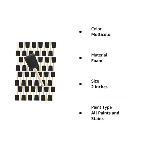Pro Grade - Foam Brushes - 2 Inch - 48 Piece Poly Foam Brush Set