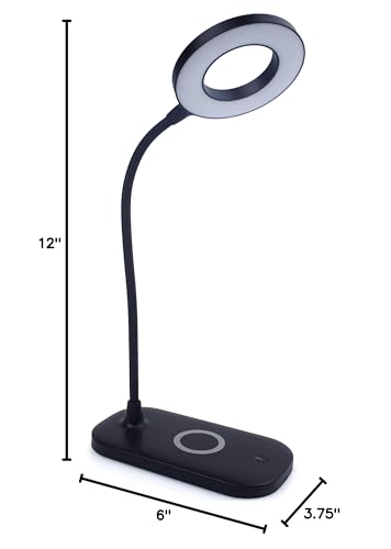 Newhouse Lighting Zlata Painted Black Plastic Tap or Touch Switch Dimmable and Adjustable Color Temperature Office Desk Lamp with 21 LEDs and USB Port