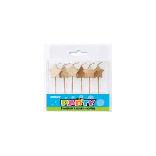 Unique Gold Star Pick Birthday Candles (Pack of 6) - Dazzling & Elegant Cake Topper, Perfect for Parties, Baking & Decorating