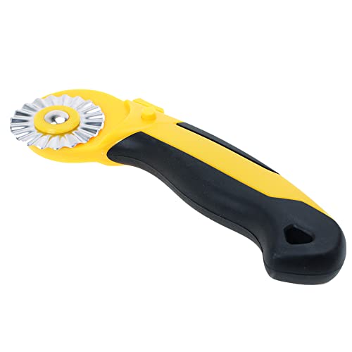 AUTOTOOLHOME 45mm Rotary Cutter with 9pcs Extra Blades Automatic Fabric Roller Cutter Perforator Crochet Edge Pinking Rotary Blades for Quilting, Sewing, Crafting