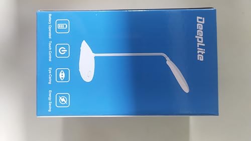DEEPLITE LED Desk Lamp with Flexible Gooseneck 3 Level Brightness, Battery Operated Table Lamp 5W Touch Control,Compact Portable lamp for Dorm Study Office Bedroom,Eye-Caring and Energy Saving