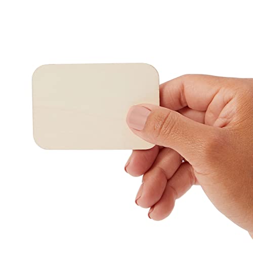 60 Pack Unfinished Wood Cutouts for Crafts, Rectangle Wooden Slices for DIY Projects (2 x 3 in)