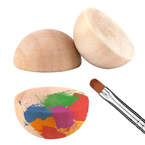 LUTER 300pcs 15mm Half Wooden Balls Unfinished Split Wood Balls Mini Half Natural Wooden Balls for DIY Projects Kids Arts and Craft Supplies