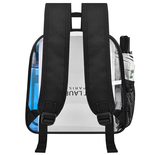 Oraben Clear Stadium Backpack 12x6x12 Small Clear Bag Stadium Approved Great for Games Sport Events Festival Concerts Women Men Unisex(Black)