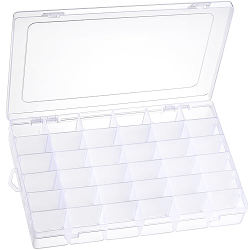 2 Pack 36 Grids Clear Plastic Organizer Box with Adjustable Dividers, Small Craft Organizers and Storage, Compartment Container for Bead, Nail, Jewelry, Art, DIY Crafts, Fishing Tackle, Small Items