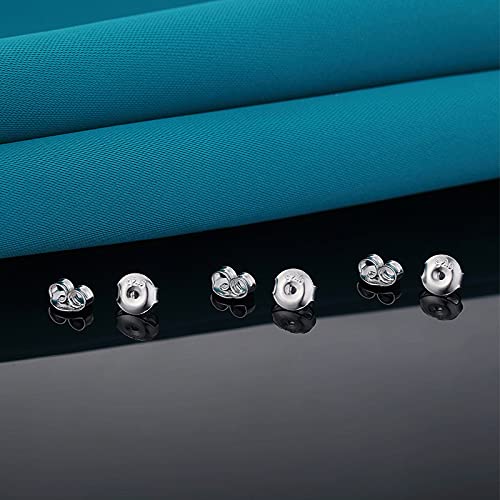Catinee 16PCS 925 Sterling Silver Earring Backs,14k White Gold Plated Earring Backs for Studs,Hypoallergenic Secure Earring Backings for Locking Stud Earrings